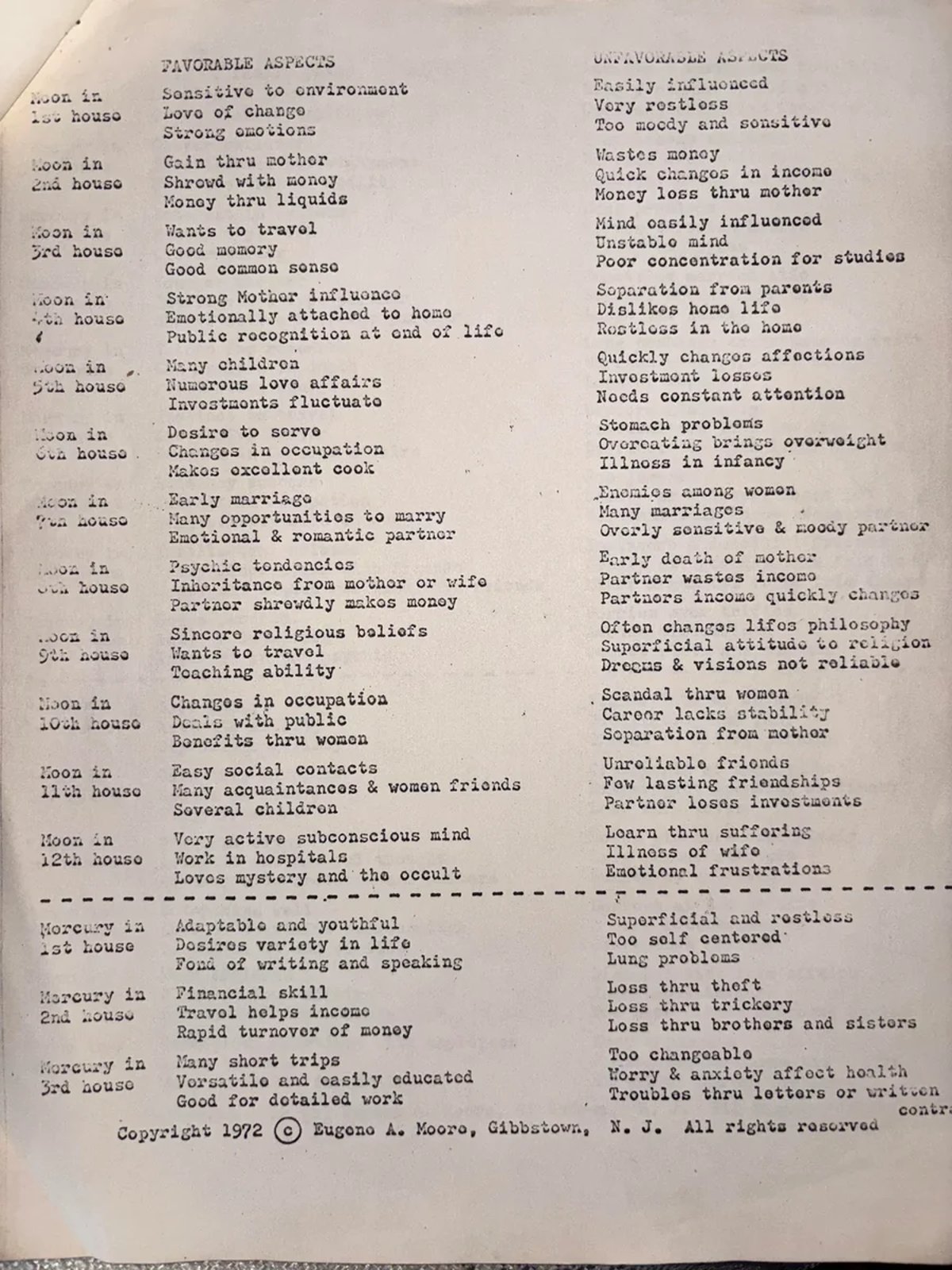 Astrology Courses from the '70s – Moore School of Astrology